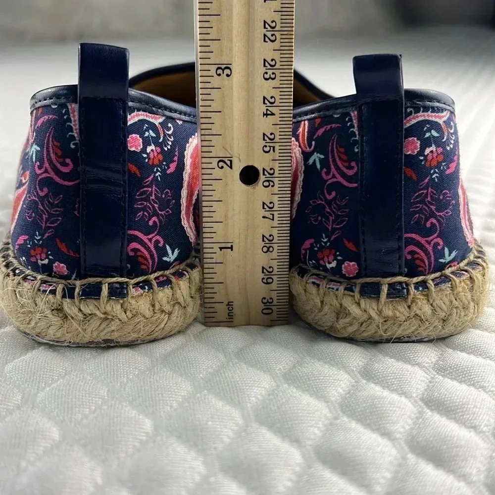 Talbots India Ink Multi Izzy Toe Cap Espadrille Flats Canvas Paisley Blue Sz 7.5